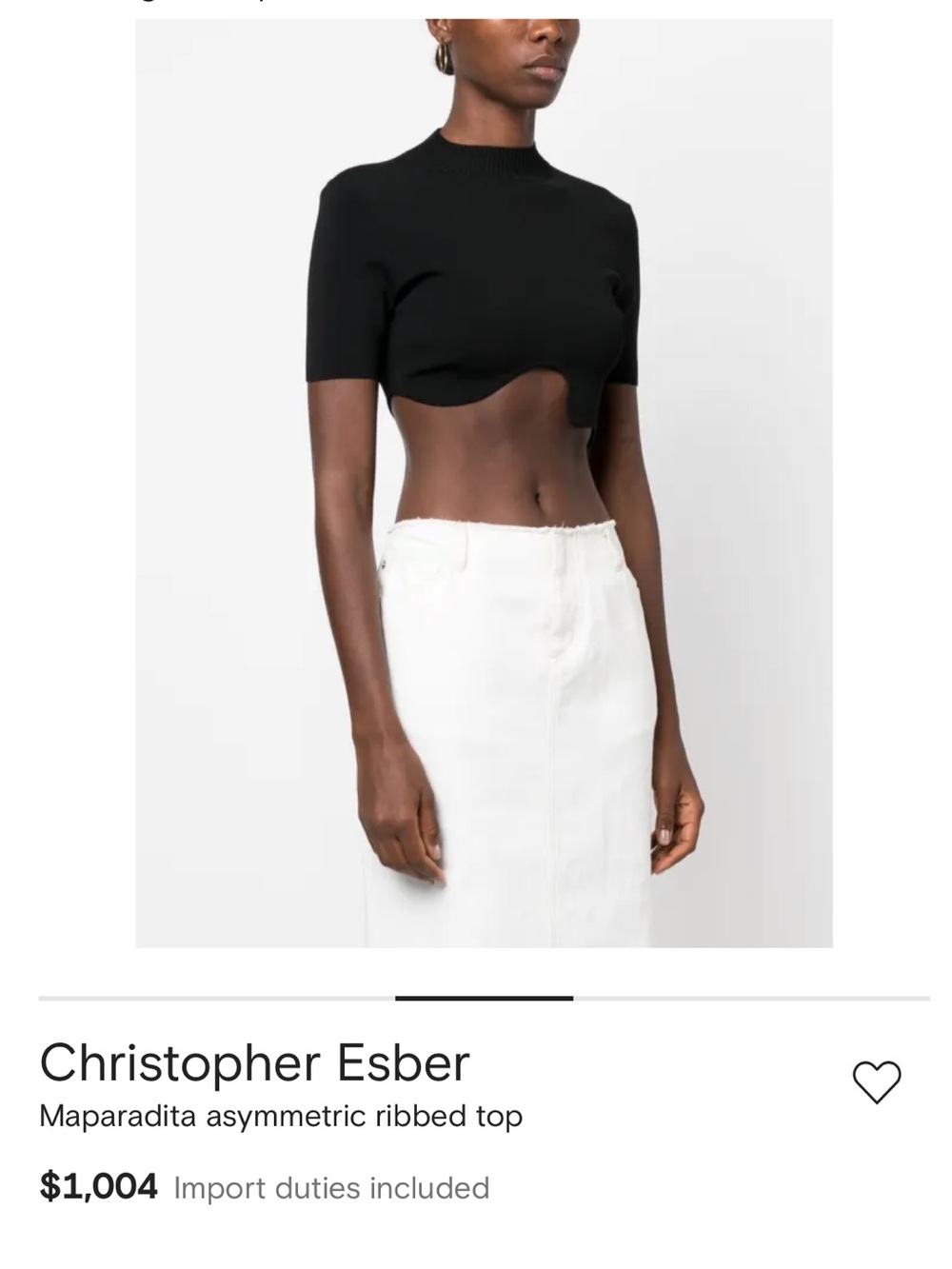 NWOT Christopher Esber Maparadita asymmetric ribbed crop top